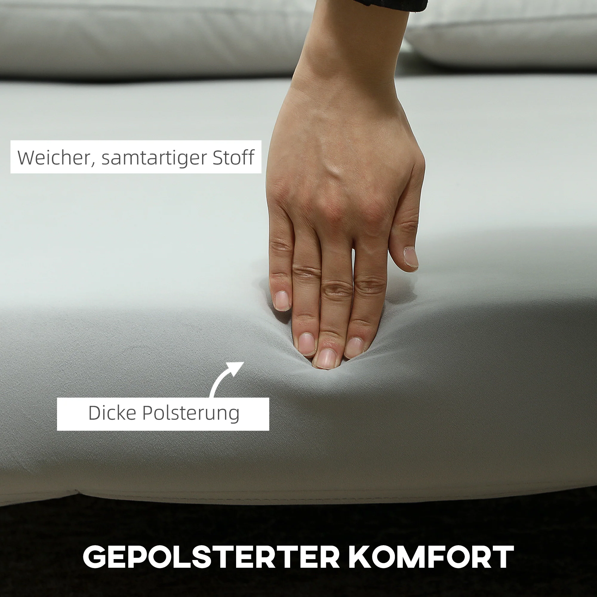 HOMCOM Slaapbank Relaxbank Bank Sofa, incl. 2 Kussens, Fluweel Look, 130 x 78 x 79 cm, Lichtgrijs