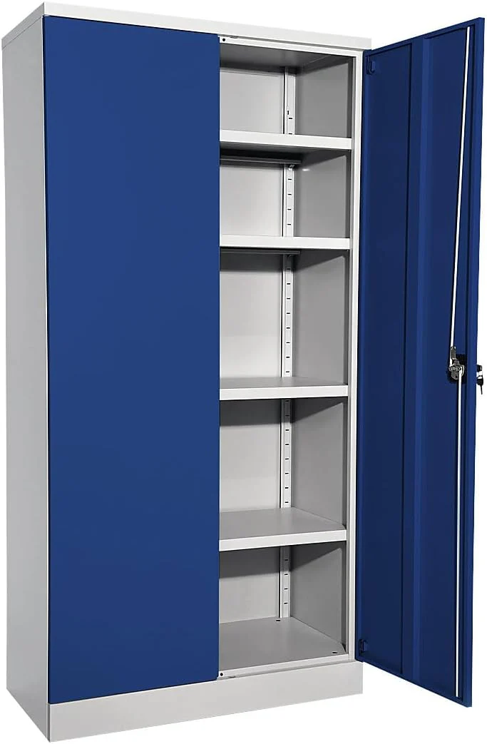 eurokraft | Nilas acélszekrény | 4 polccal | Ma x Sz x Mé 1950 x 1000 x 500 mm | világosszürke/tárnicskék