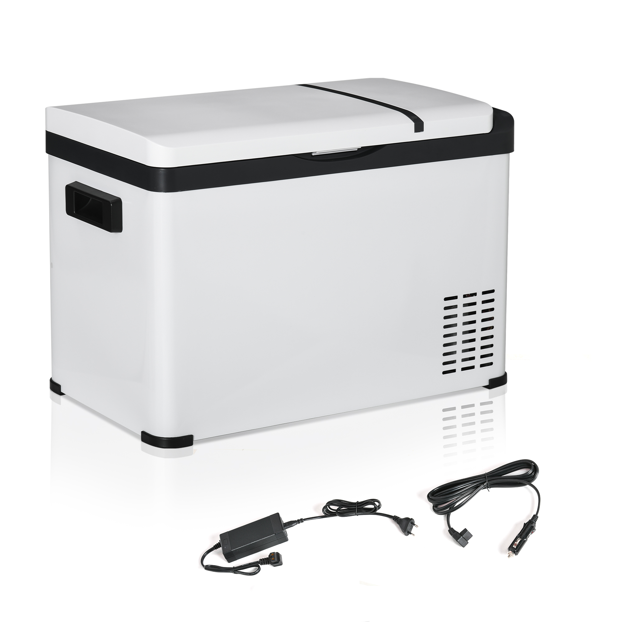 Outsunny Koelbox Auto 30L met Lcd-scherm Compressor Auto Koelkast Elektrische Boot Camper Reizen 12/24V DC en 110-240V AC Wit