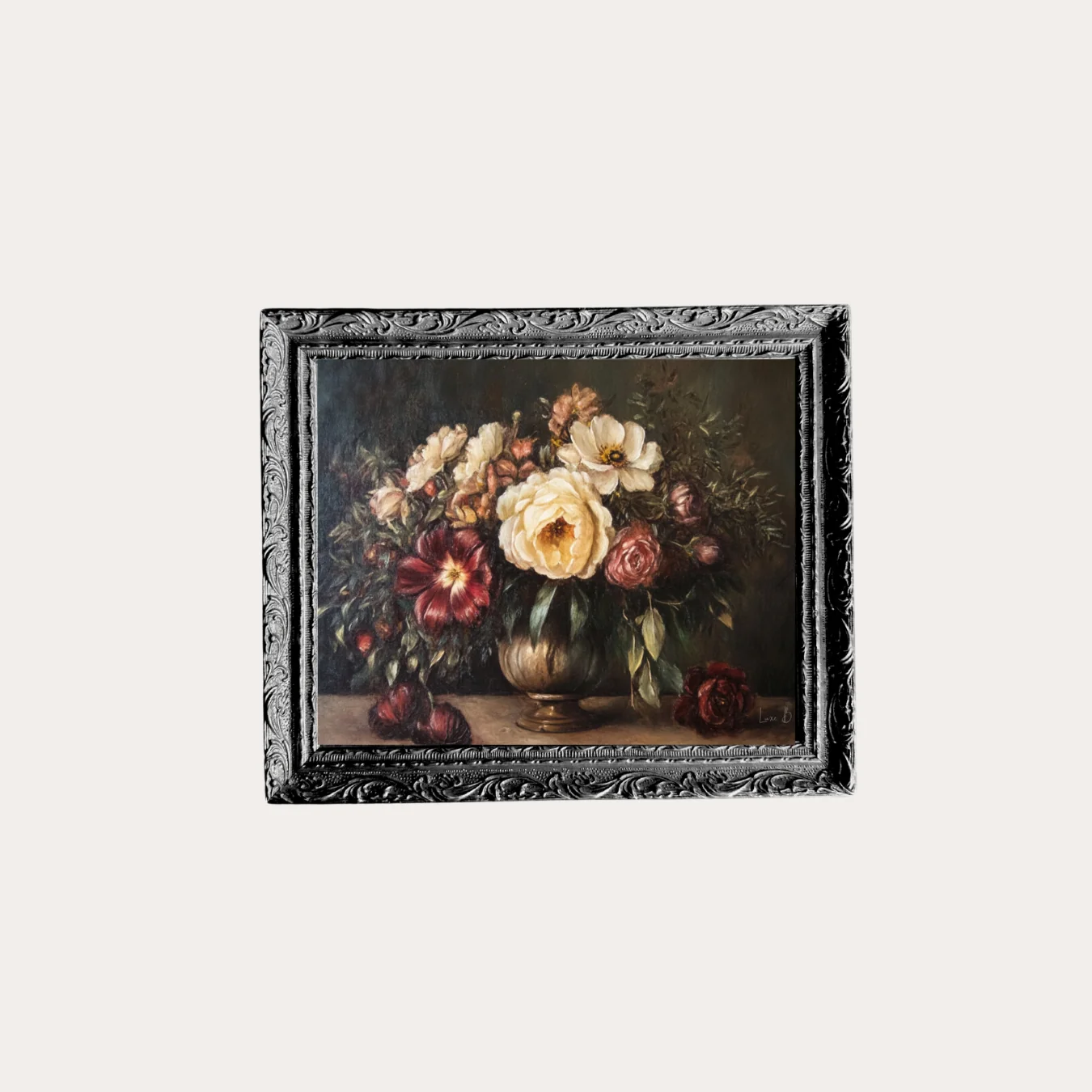Vintage Floral Bouquet | French Black Mould Framed Art