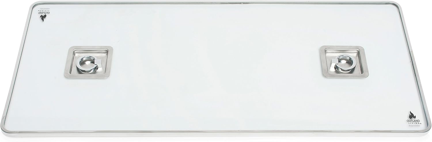 Outland Fire Table Tempered Glass Lid Insert for Series 401/403 Outdoor Propane Fire Pit Tables, Rectangular 29-Inch x 13-Inch x 5/16-Inch – Includes Bracket Set for Horizontal Interior Slide Storage