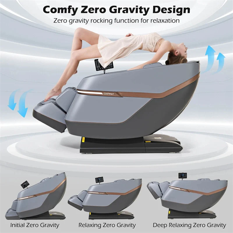Full Body Zero Gravity Massage Chair, SL Track Massage Recliner with Airbags, Back & Waist Heater, Foot Rollers, Touch Screen, Auto Shoulder Scan