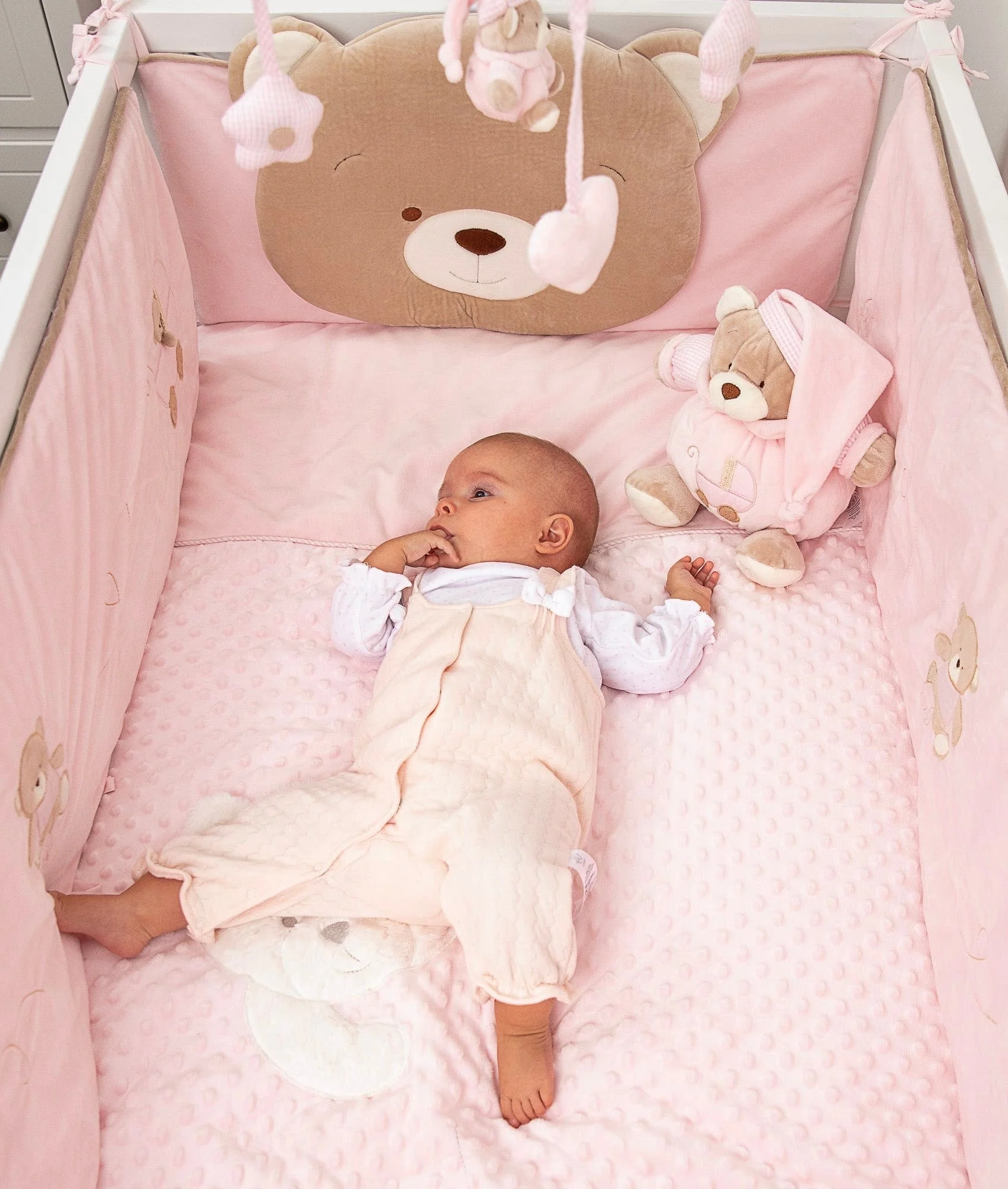 4pc Cot Bumper Set | Pink