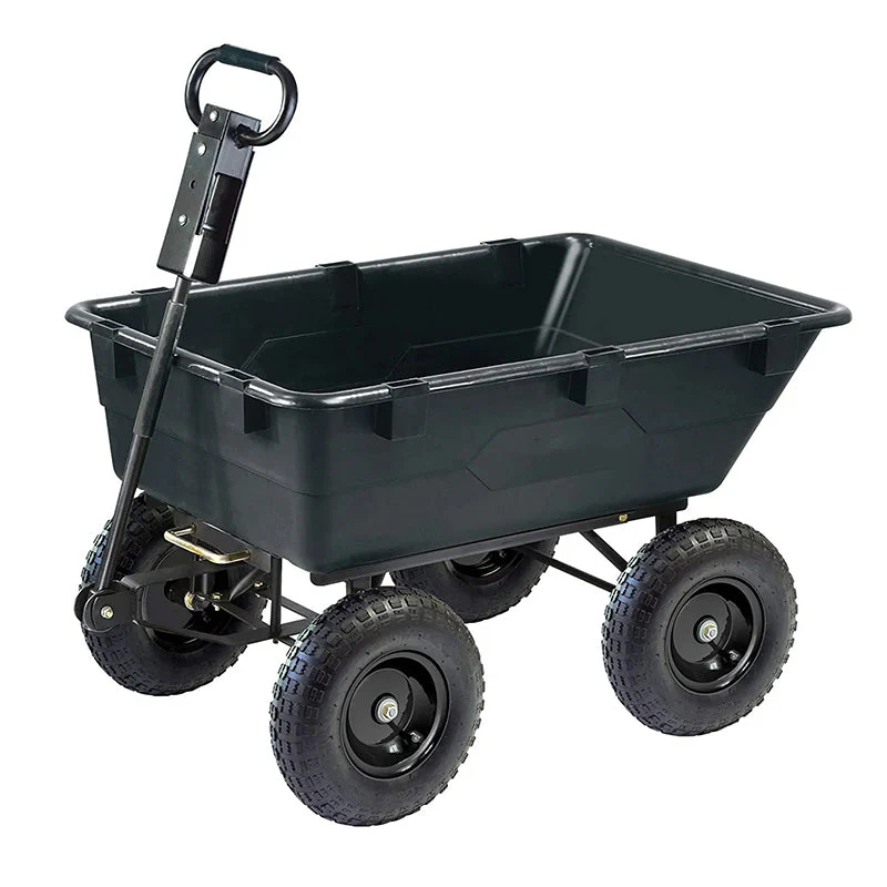 GOR866D HeavyDuty Garden Poly Dump Cart with 2In1 Convertible Handle, 1,200Pound Capacity, 40Inch by 25Inch Bed, Black Finish