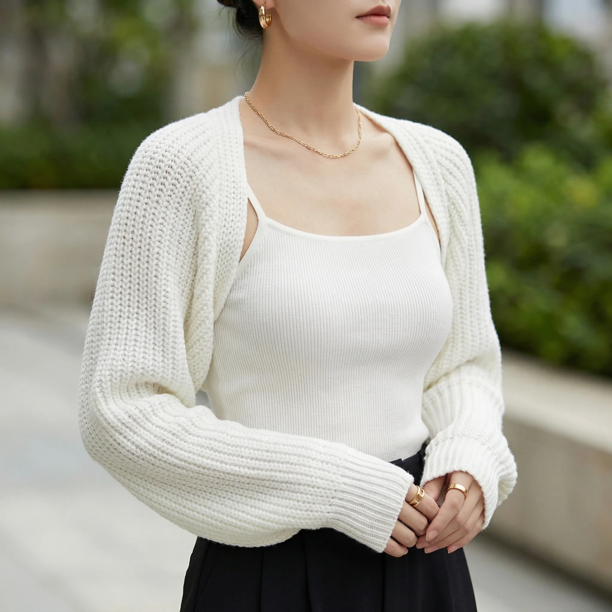 Unisex Lightweight Ribbed Knit Shrug Versatile Layering Piece