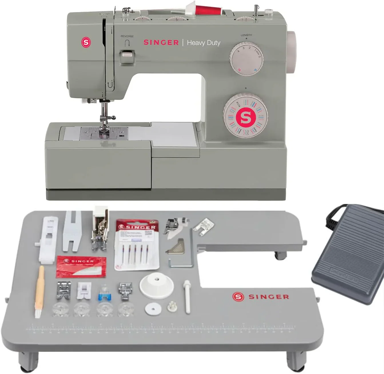 SINGER Heavy Duty 4452 High Speed Sewing Machine Accessory Kit Strong Motor 110 Stitch Applications