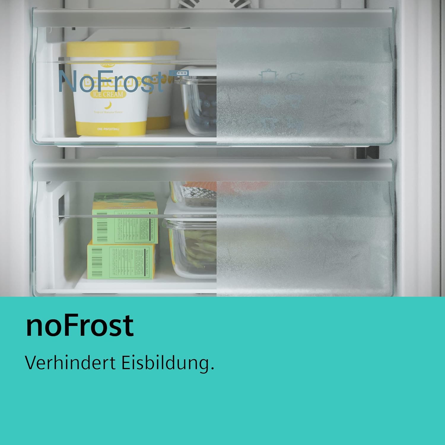 SIEMENS KF96NVPEA iQ300 Multi-Door-Kühlschrank, 183 x 91 cm, 405 L Kühlen & 200 L Gefrieren, hyperFresh längere Frische, noFrost nie wieder abtauen, superCooling schnellere Kühlung