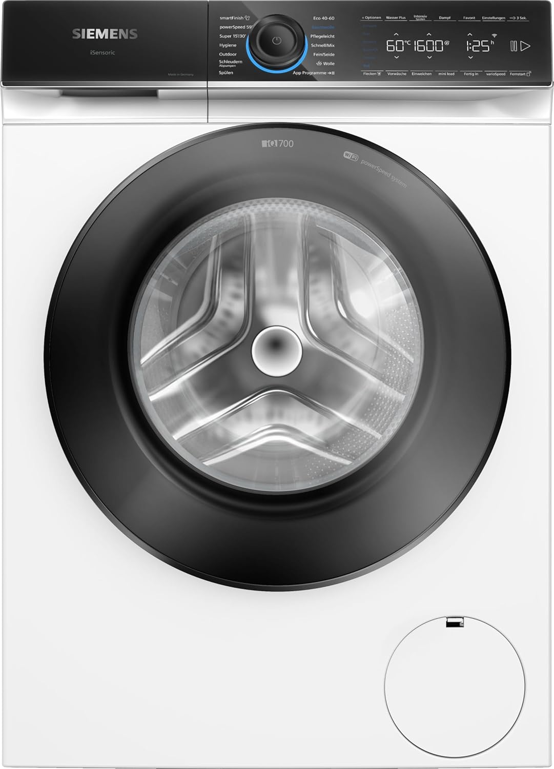 Siemens WM14N223 Waschmaschine iQ300, Frontlader mit 7kg Fassungsvermgen, 1400 UpM, speedPack L, LED-Display,Outdoor-Programm, Wei, 60cm