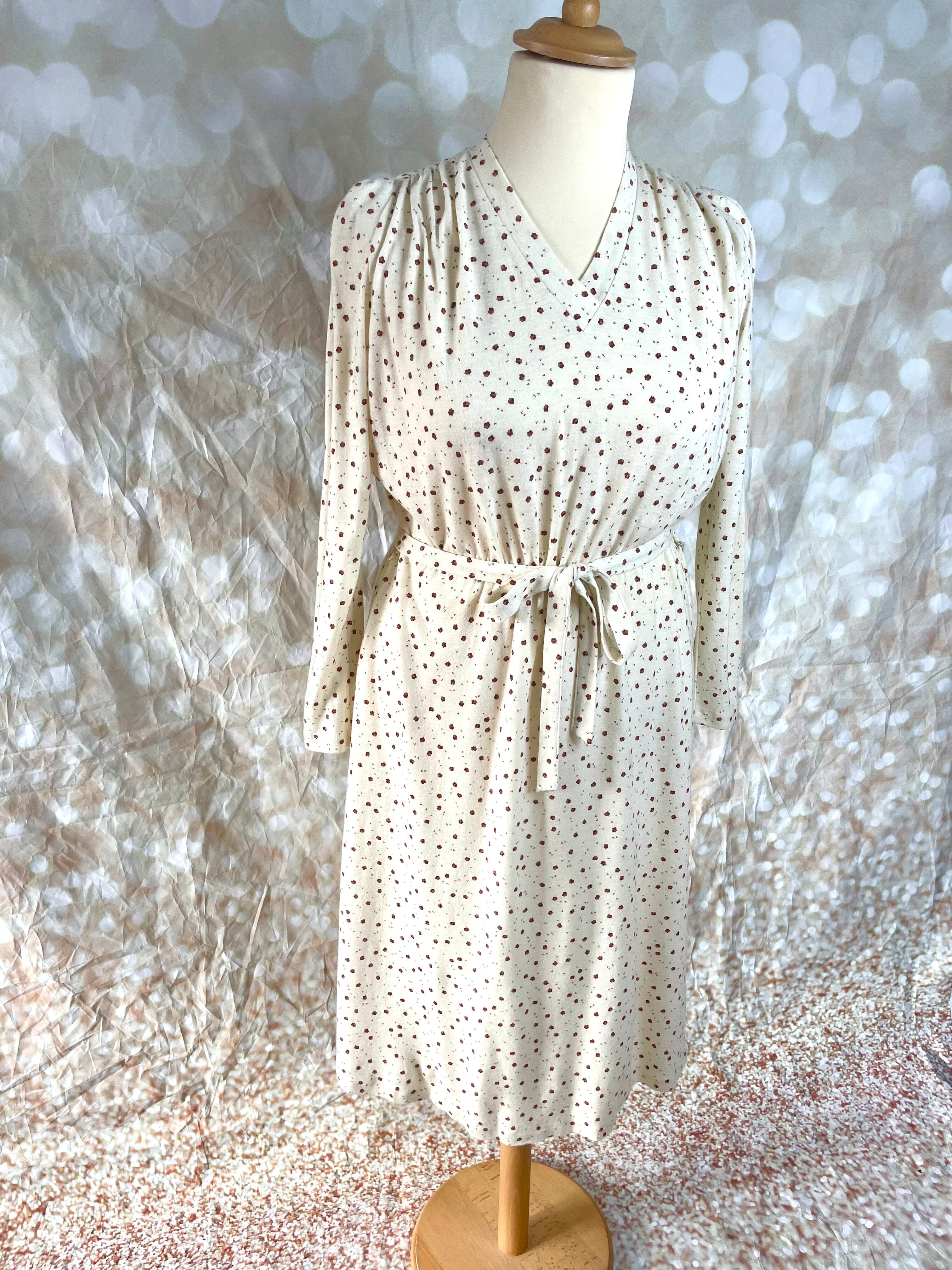 1980s German Ditsy Print Tiffany Angora Knit Dress