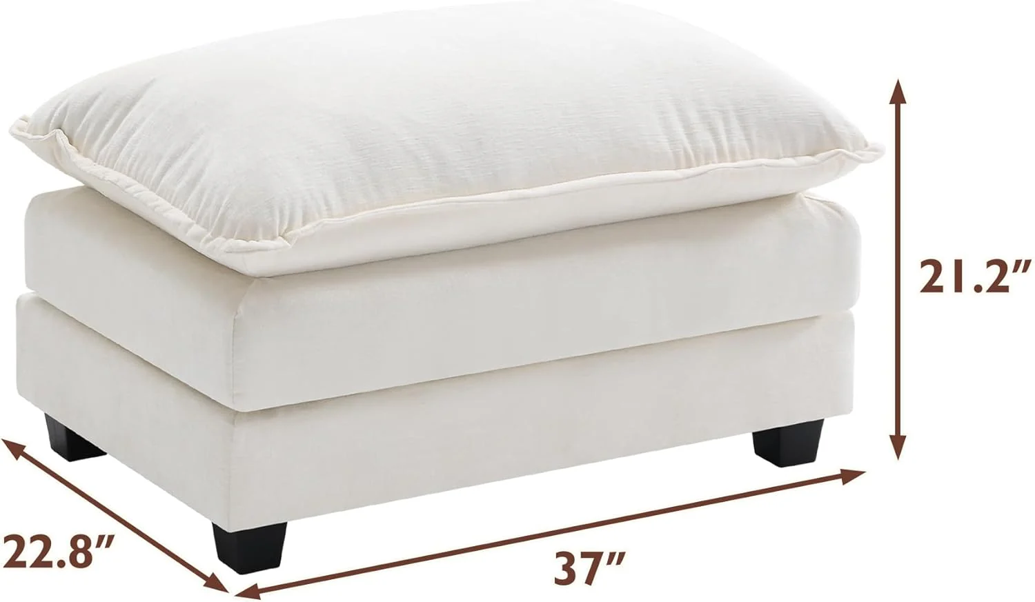 111.4 Inch L-Shaped Modern Sofa Modular Cloud Sofa Ottoman 4-Seater Chenille Deep Seat Sofa