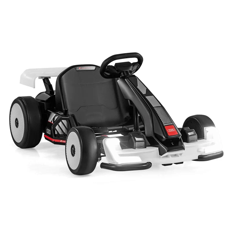 Licensed Audi 24V Kids Go Kart, Length Adjustable Ride on Racing Toy with Drift & Sport Modes, 2x150W Motors, 8 MPH High Speed for Children Ages 6+