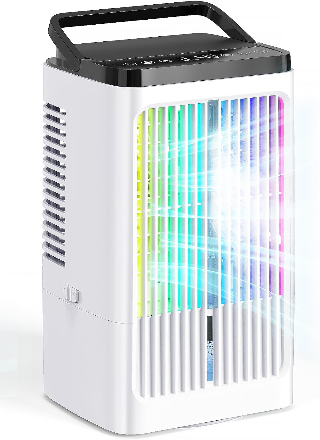 Portable Air Cooler, Evaporative Personal Cooling Fan with Large Ice/Water Tank, Dual Mist Nozzles, 4 Adjustable Speeds & 90° Oscillation, Quiet Remote Control Fan for Home Office Bedroom