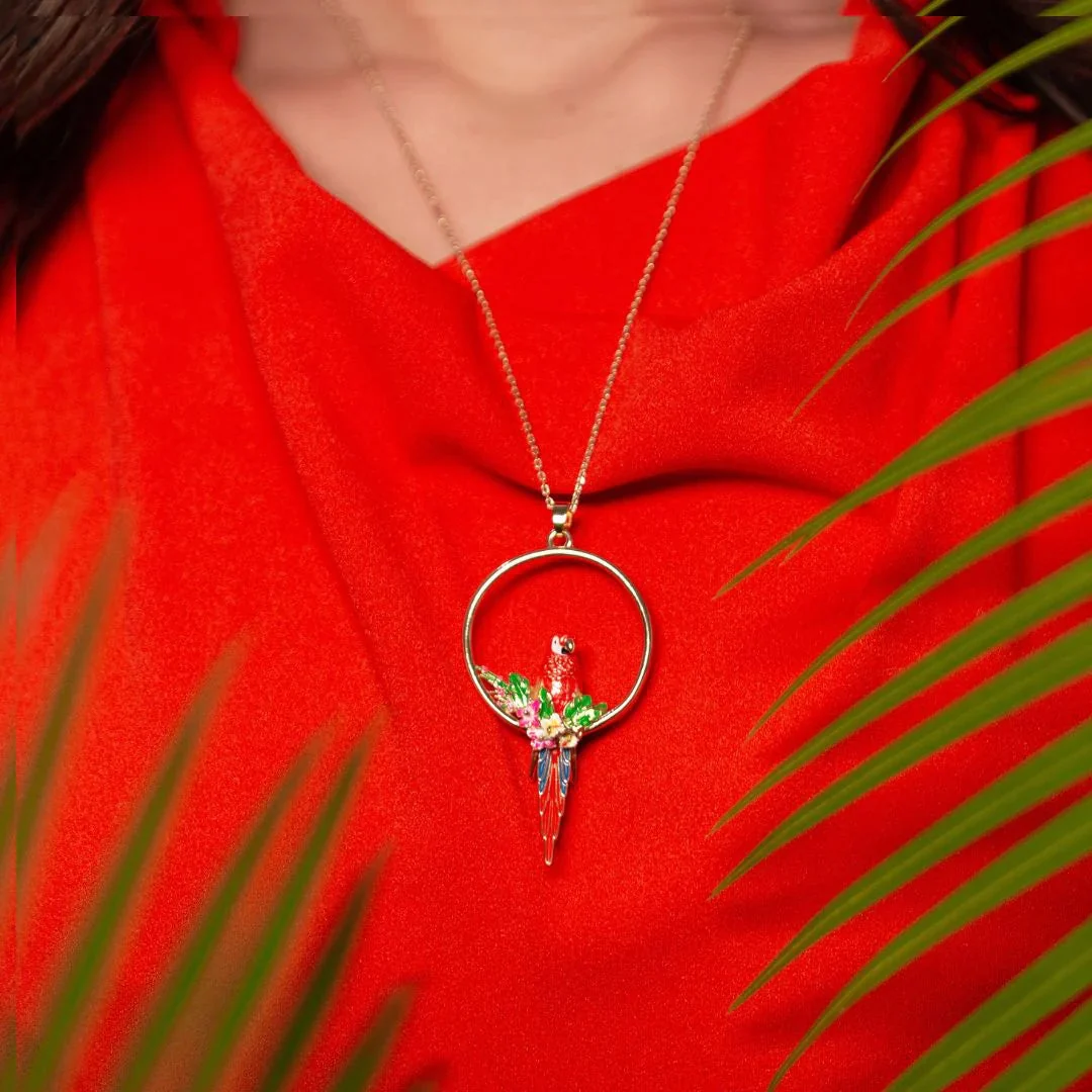 Parrot Hoop Long Pendant