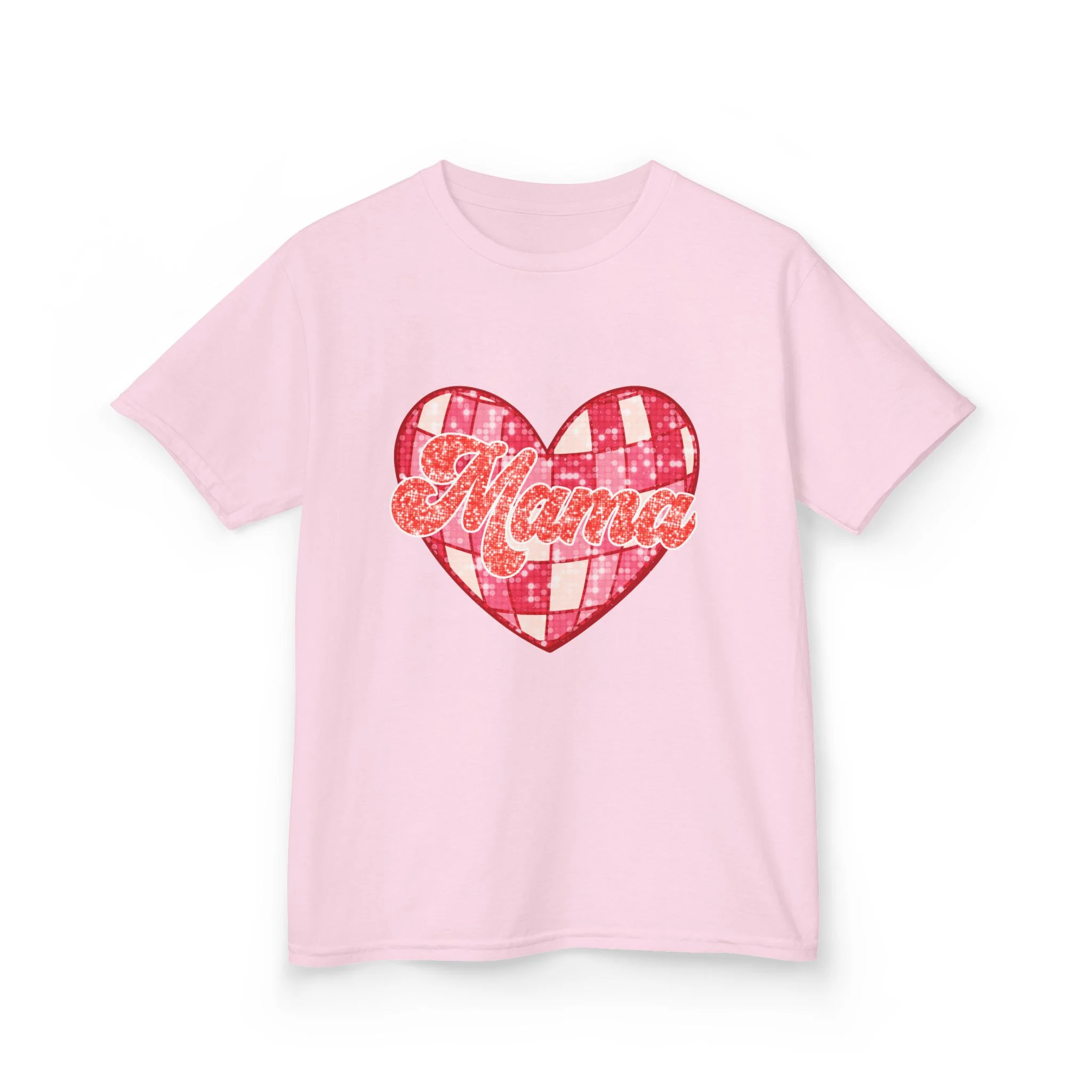 Mama heart patch Tee | pink checkered heart with Mama script