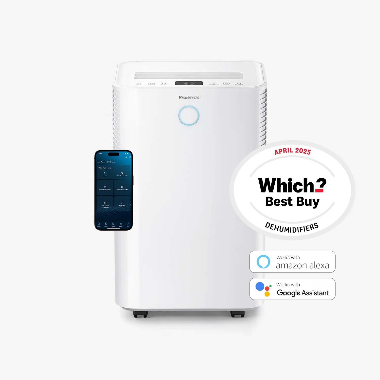 OmniDry Stille Energiezuinige 20L Ontvochtiger met Wasmodus en Slimme App-Controle