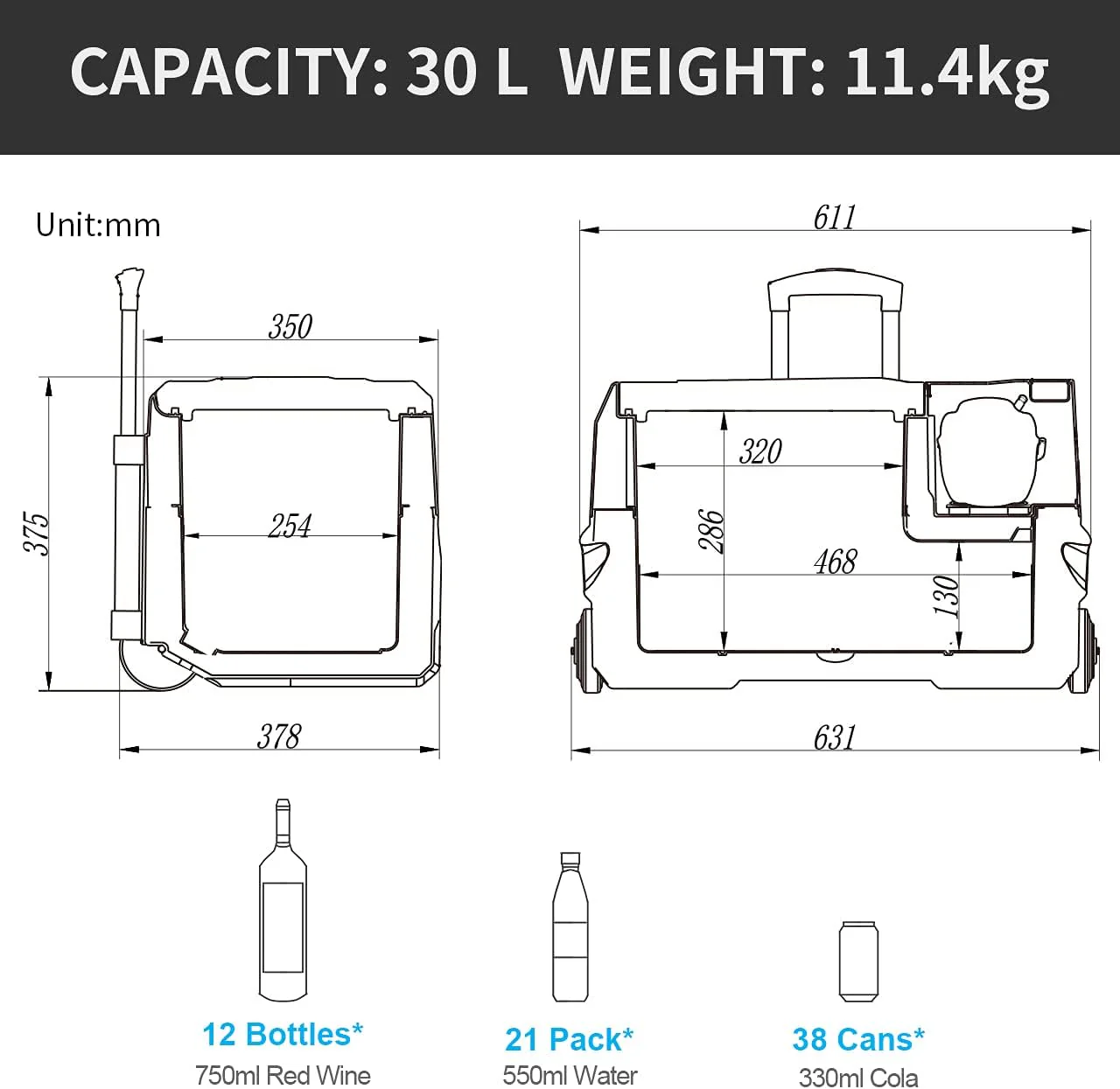 Alpicool CF55 55 Liter Kühlbox 12V tragbarer Mini-Kühlschrank elektrische Gefrierbox klein Gefrierschrank für Auto Camping, LKW, Boot und Steckdose mit USB-Anschluss, -20℃ bis 20℃