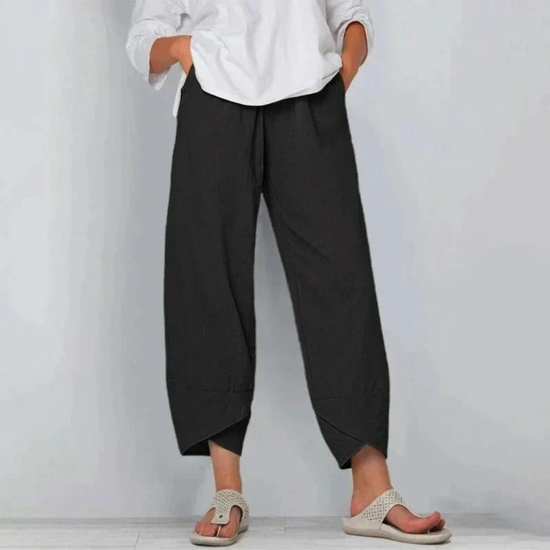Women��s Wide Leg Cropped Pants Relaxed Fit Navy Style