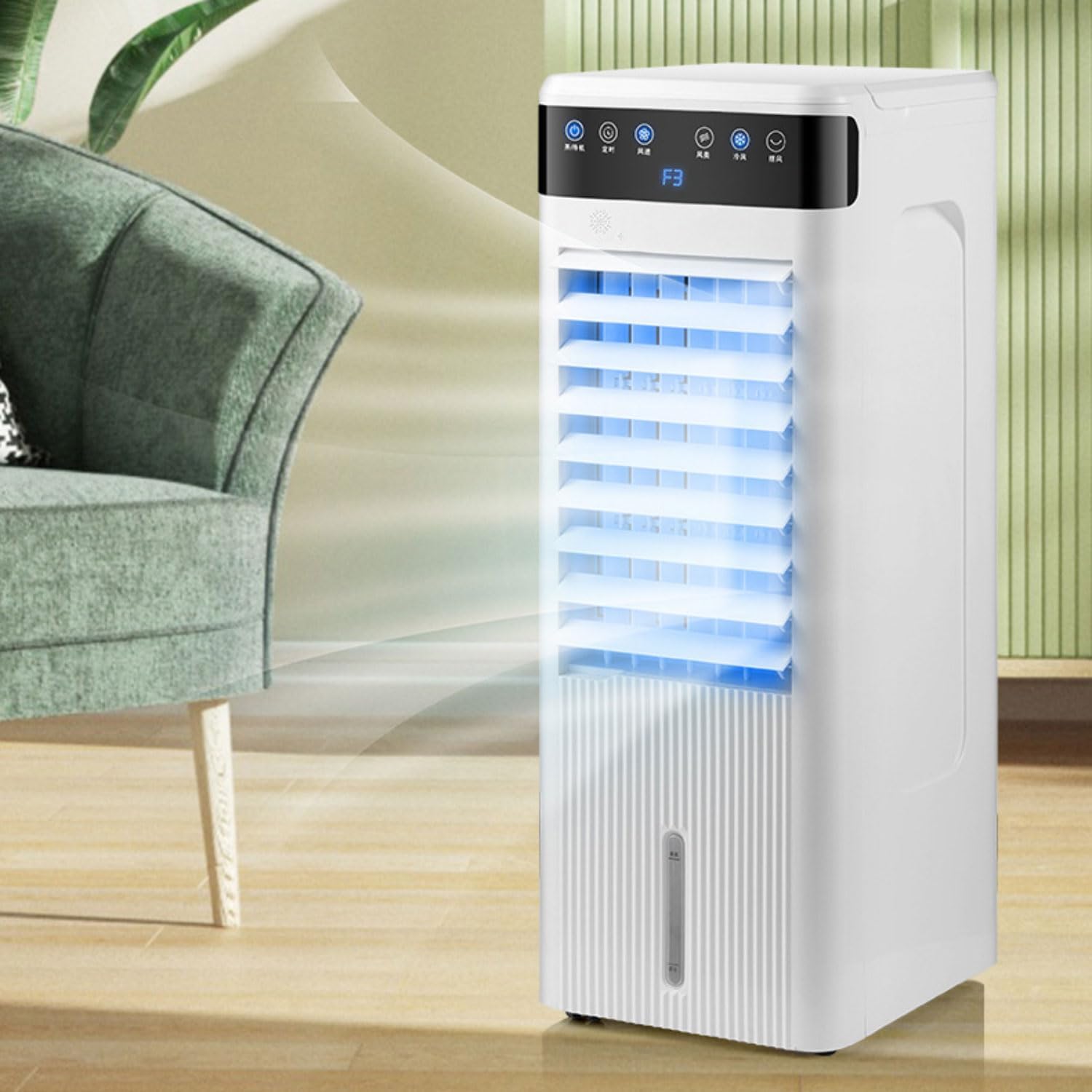 Klimaanlage mobil Luftkühler Mobiles Klimageräte 5L Ventilator mit 3Windgeschwindigkeiten Wassertank 12H Timer Abnehmbare Wassertank Leise Luftkühler Air Conditioner für Schlafzimmer Büro