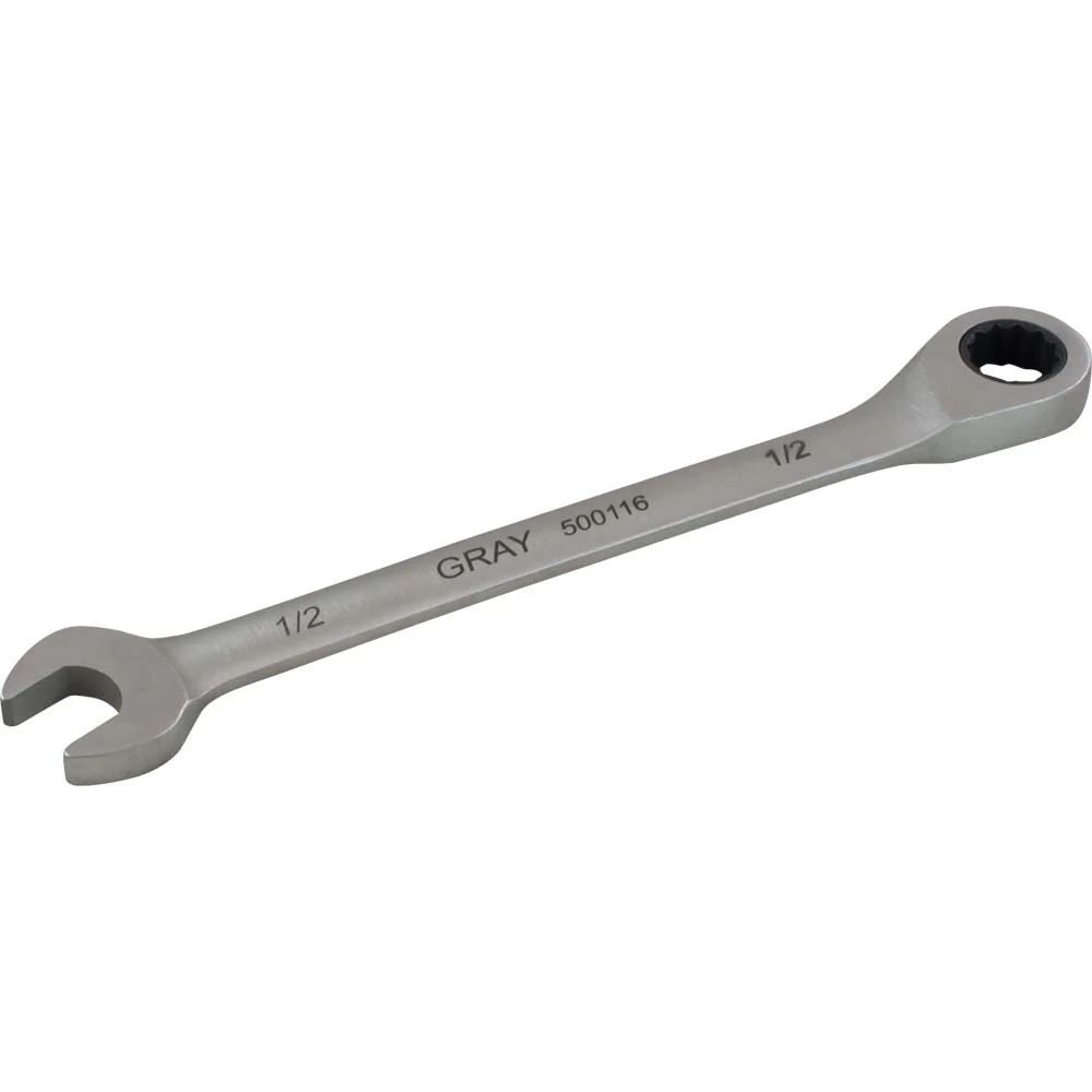 Gray 500124  ~  3/4 Inch Combination Fixed Head Ratcheting Wrench Stainless Steel Finish