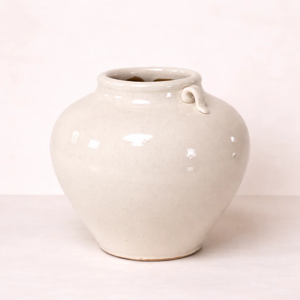 White Porcelain Jar With Two Handles