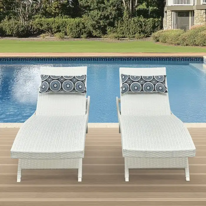 All Weather Wicker Chaise Lounge - Set of 2