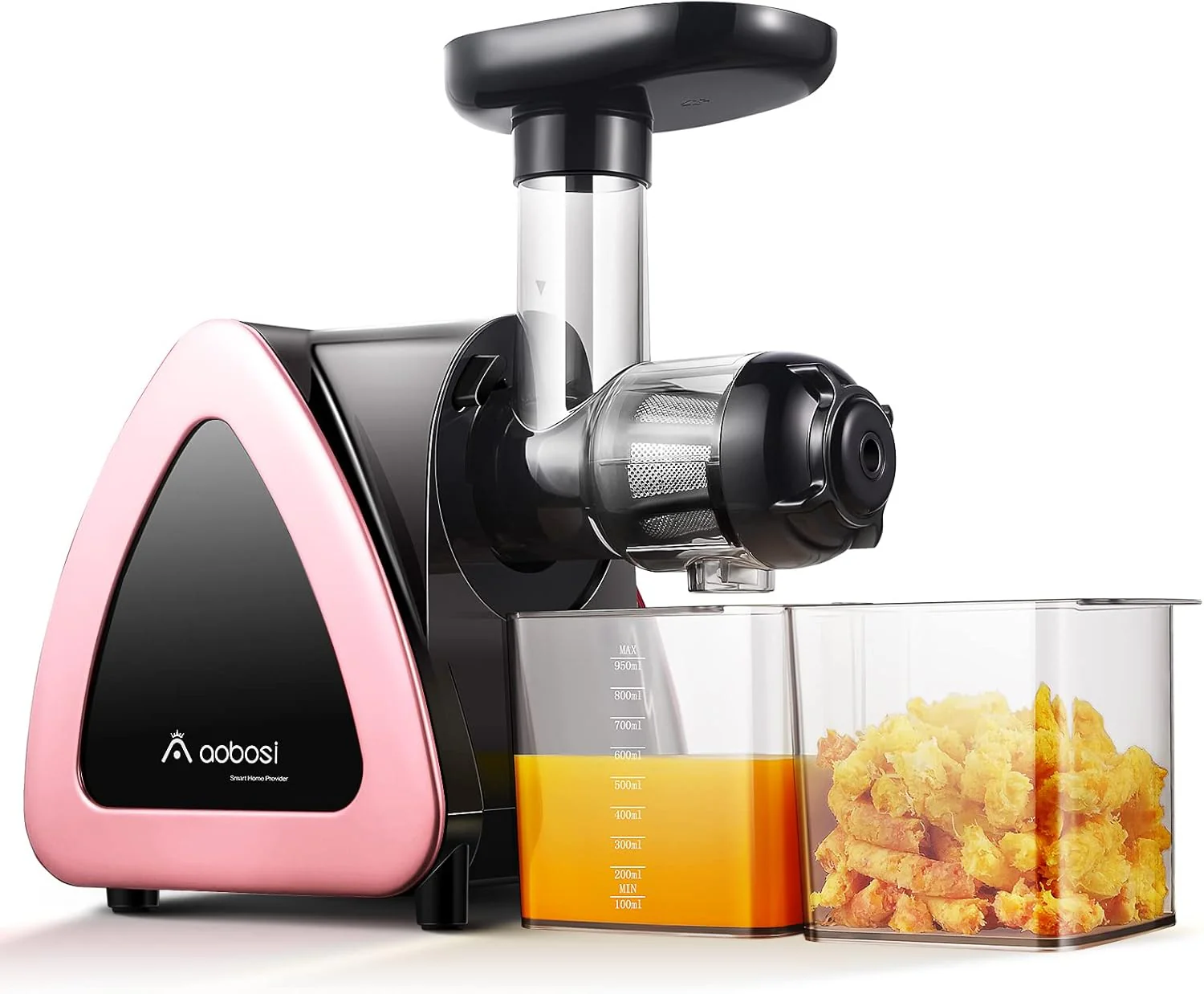 【Novità】 AOBOSI Spremiagrumi Estrattore di Succo a Freddo con 2 Velocità - Estrattore Frutta e Verdura con Coclea a 8 Stadi - Spremiagrumi con Spazzola per la Pulizia e 2 Bicchieri - Spremiagrumi con Funzione di Retromarcia