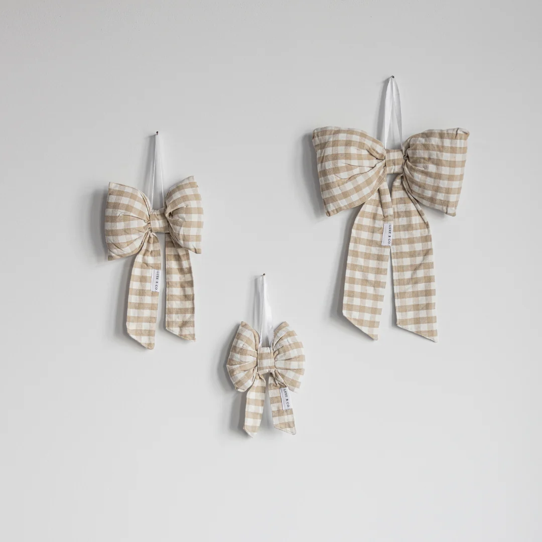 Beige Gingham Bows