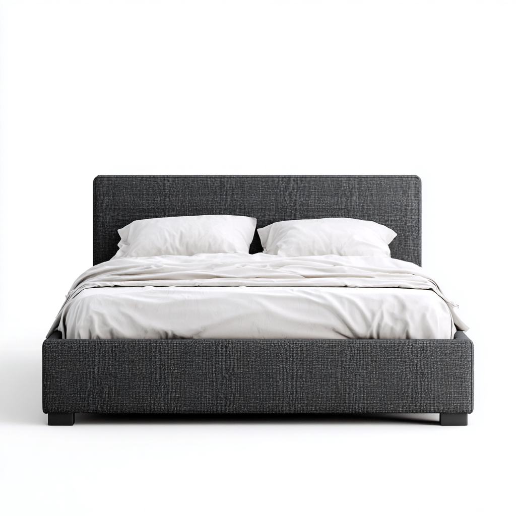 Letto matrimoniale imbottito 215x165x105 cm - grigio scuro - design moderno
