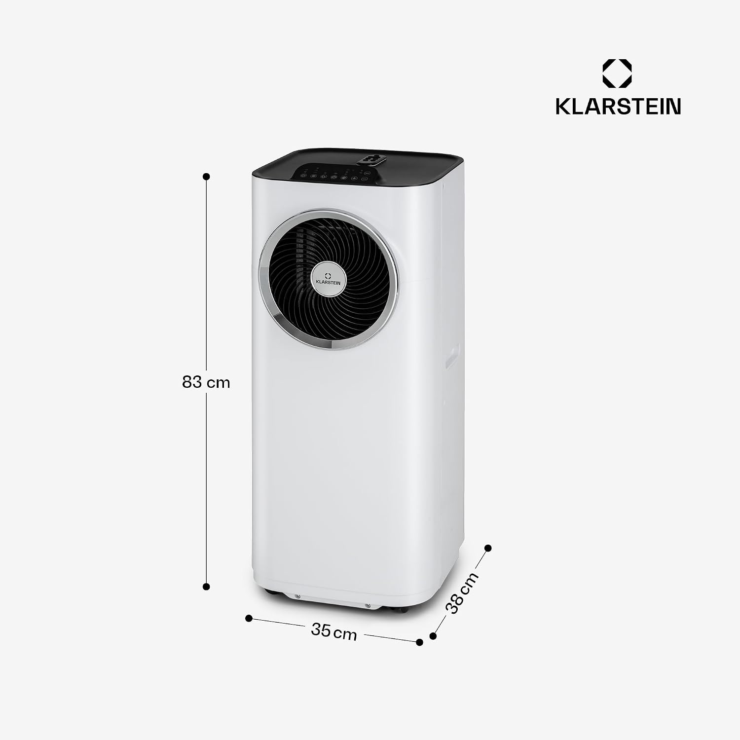 Klarstein Kraftwerk Eco Smart 11 Mobiles Klimagerät – 11,500 BTU, 35-59 m², WiFi & App-Steuerung, 3-in-1 Klimaanlage, Ventilator & Entfeuchter, Leise 50 dB, A+ Effizienz, Fensterkit Inkl., Weiß