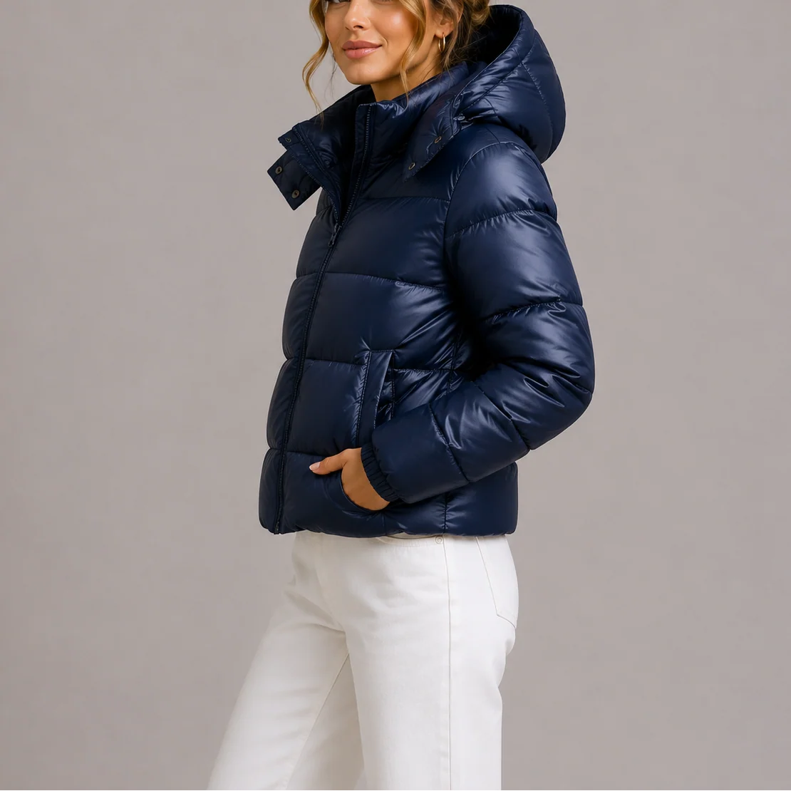 Women��s Black Quilted Puffer Jacket Lightweight Insulated Style