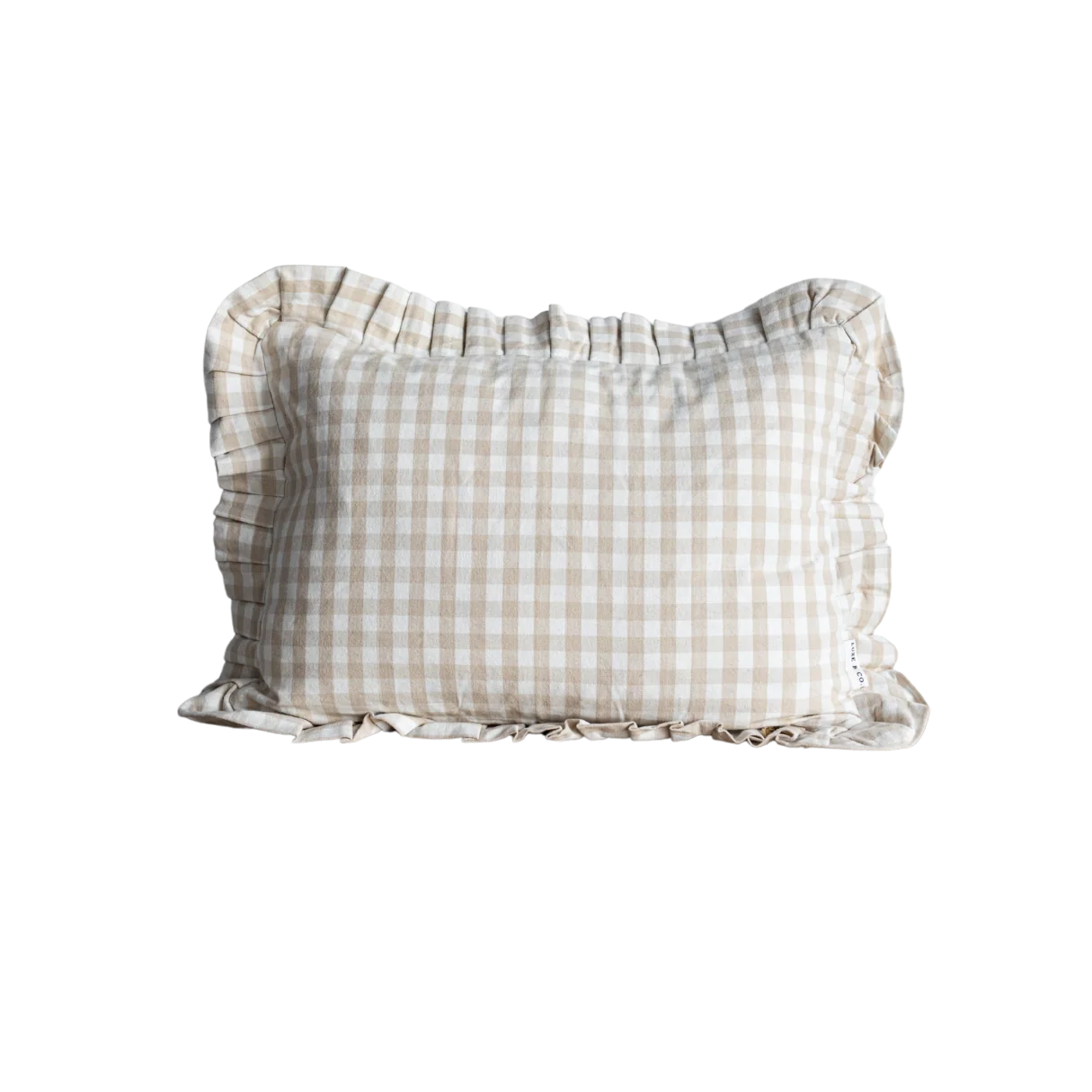 Ruffle Lumbar Pillow Sham Beige Gingham Cover
