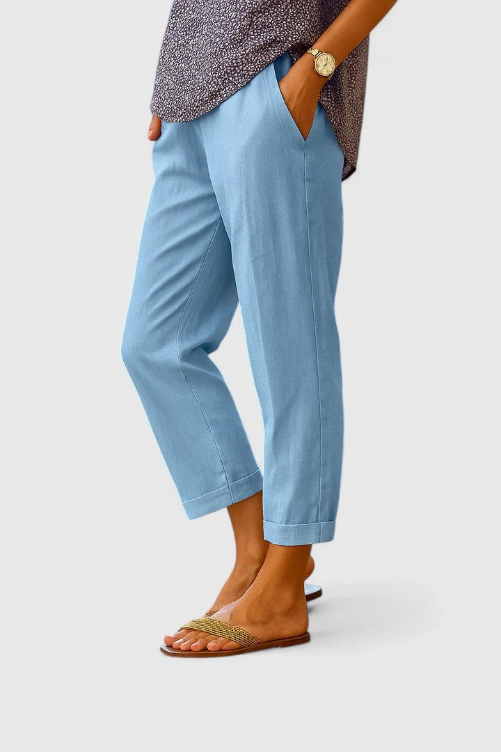 Women��s Relaxed Cropped Trousers Lightweight Breathable Fabric