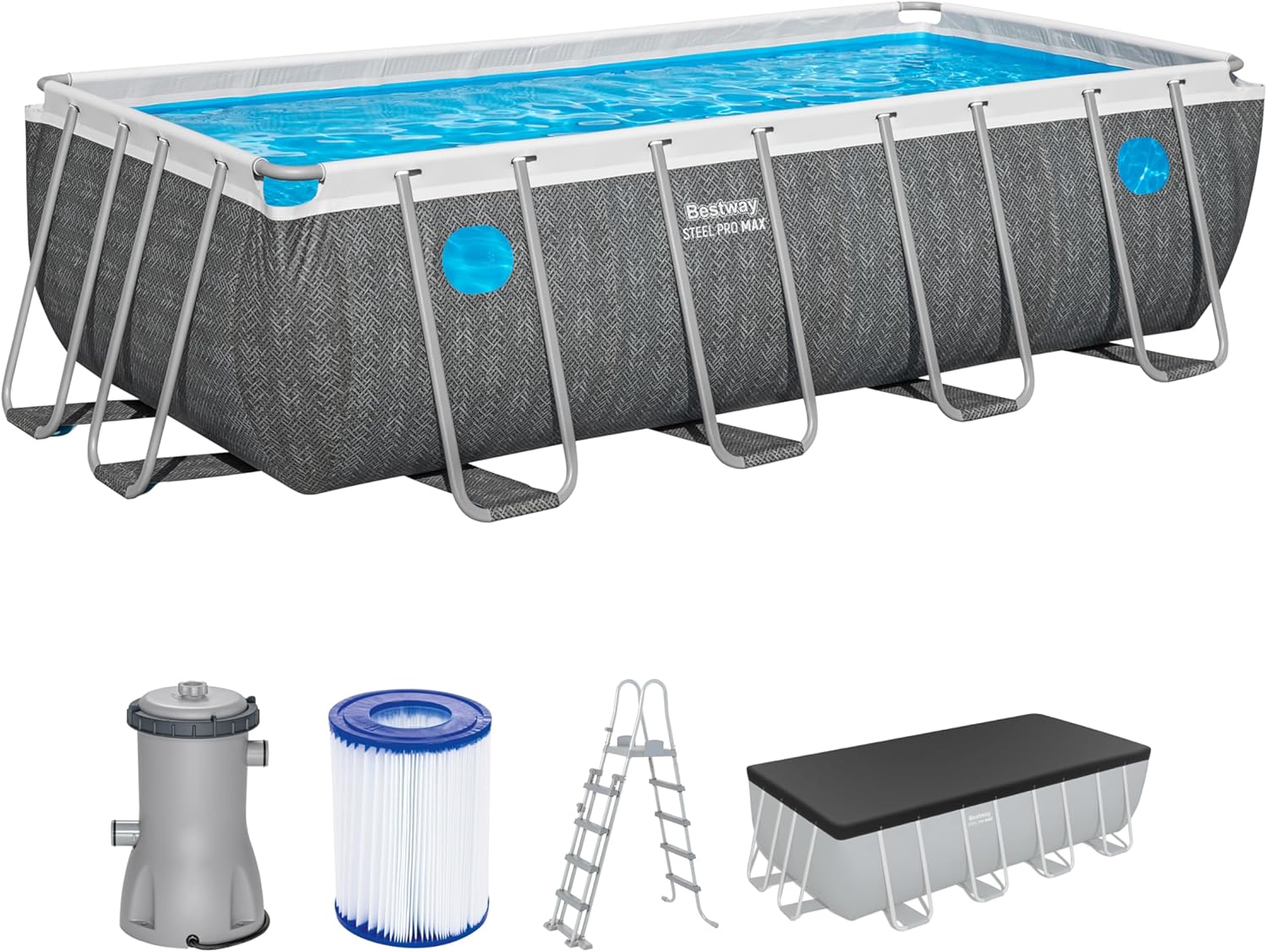 Bestway Juego de Piscina Rectangular Splashview de 16' x 8' x 48