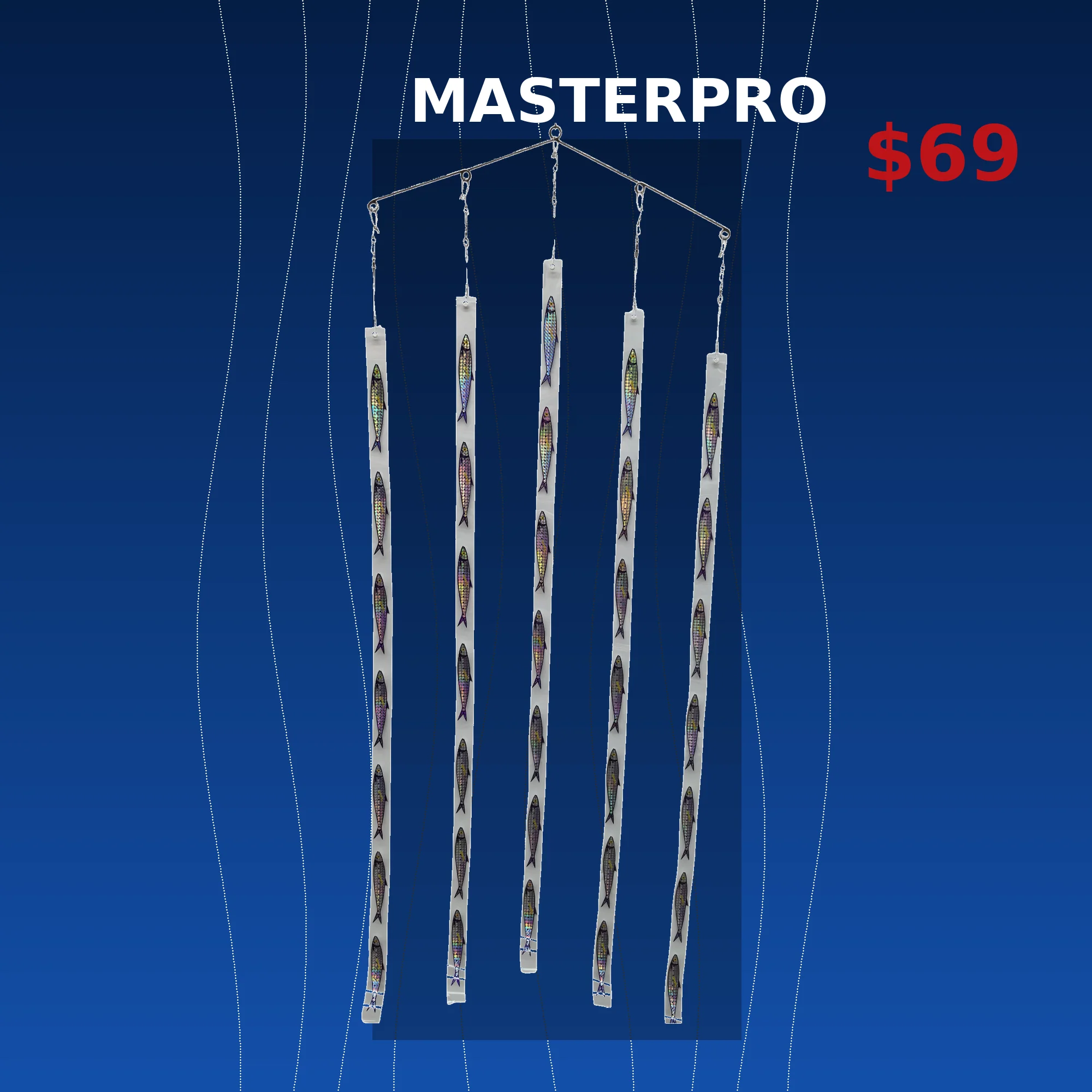 MASTERPRO Sardine Teaser Strips �?5 Strip Bait Ball System (35 Sardines) Simulates Real Bait School on Surface
