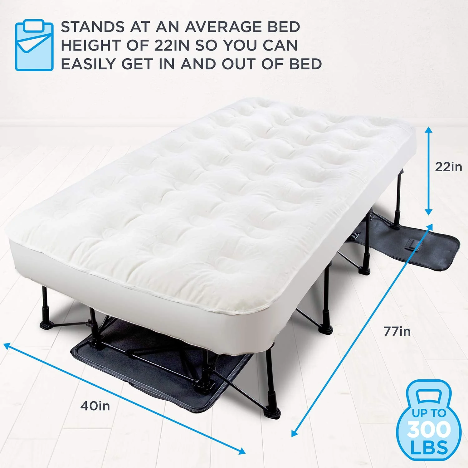 Ivation EZ-Bed Self Inflating Air Mattress Twin Air Mattress with Built In Pump & Case