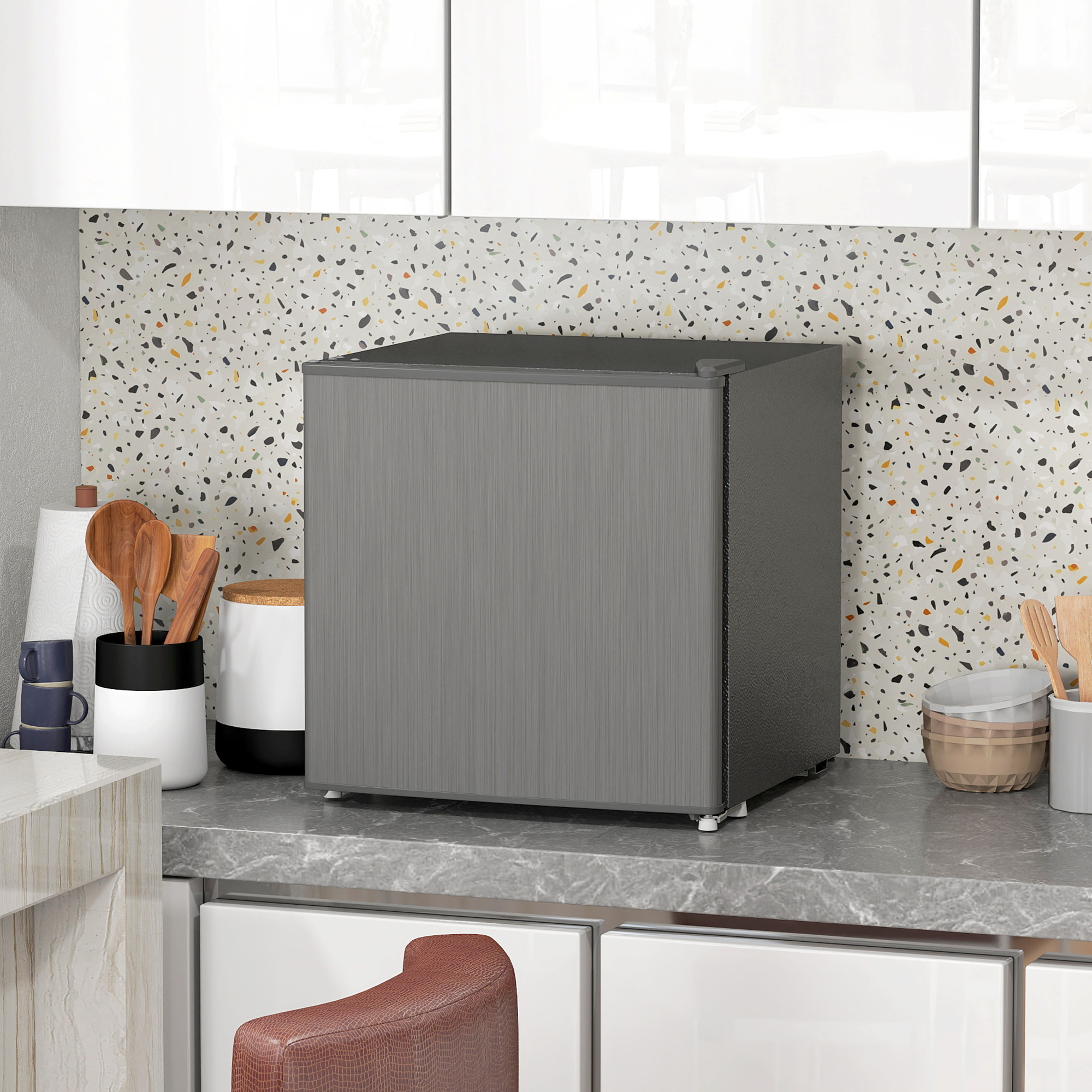 Mini-Vriezer 35 L, Electrische Vriesbox, Vrijstaand 161W, Mini Diepvrieskist 47 x 44,2 x 48,8 cm, Grijs