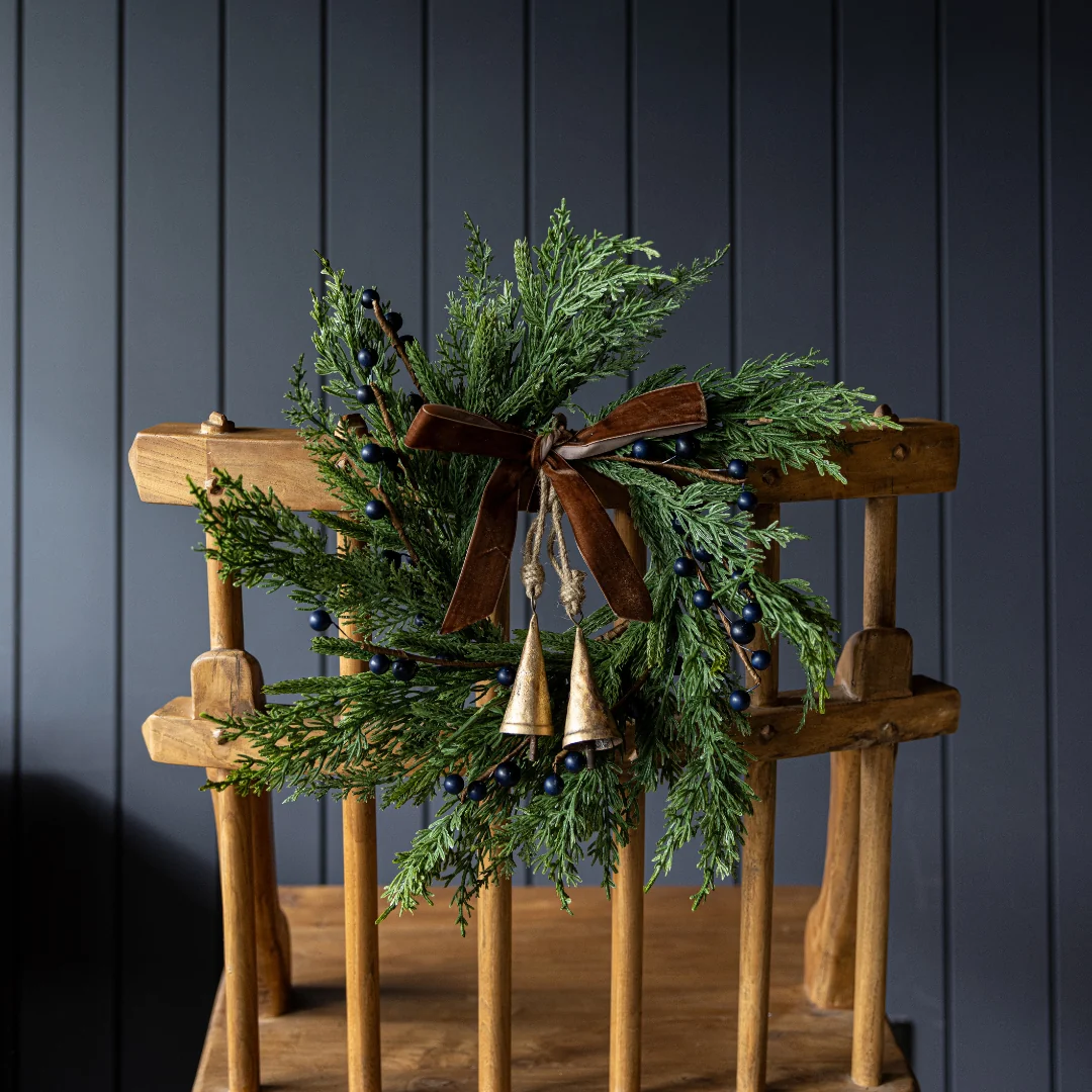 Navy Plum Berry Norfolk Cypress Real Touch Wreath - 14