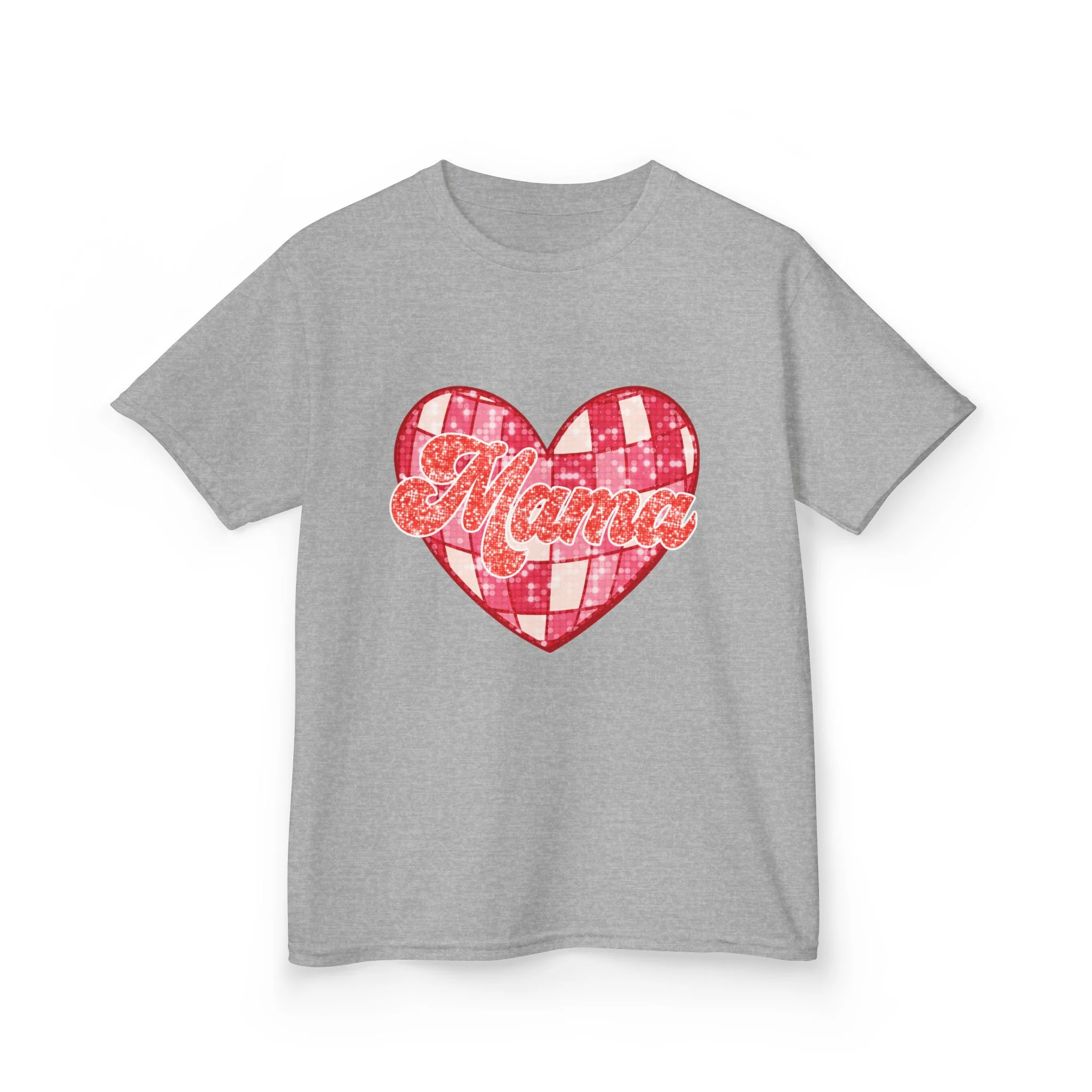 Mama heart patch Tee | pink checkered heart with Mama script