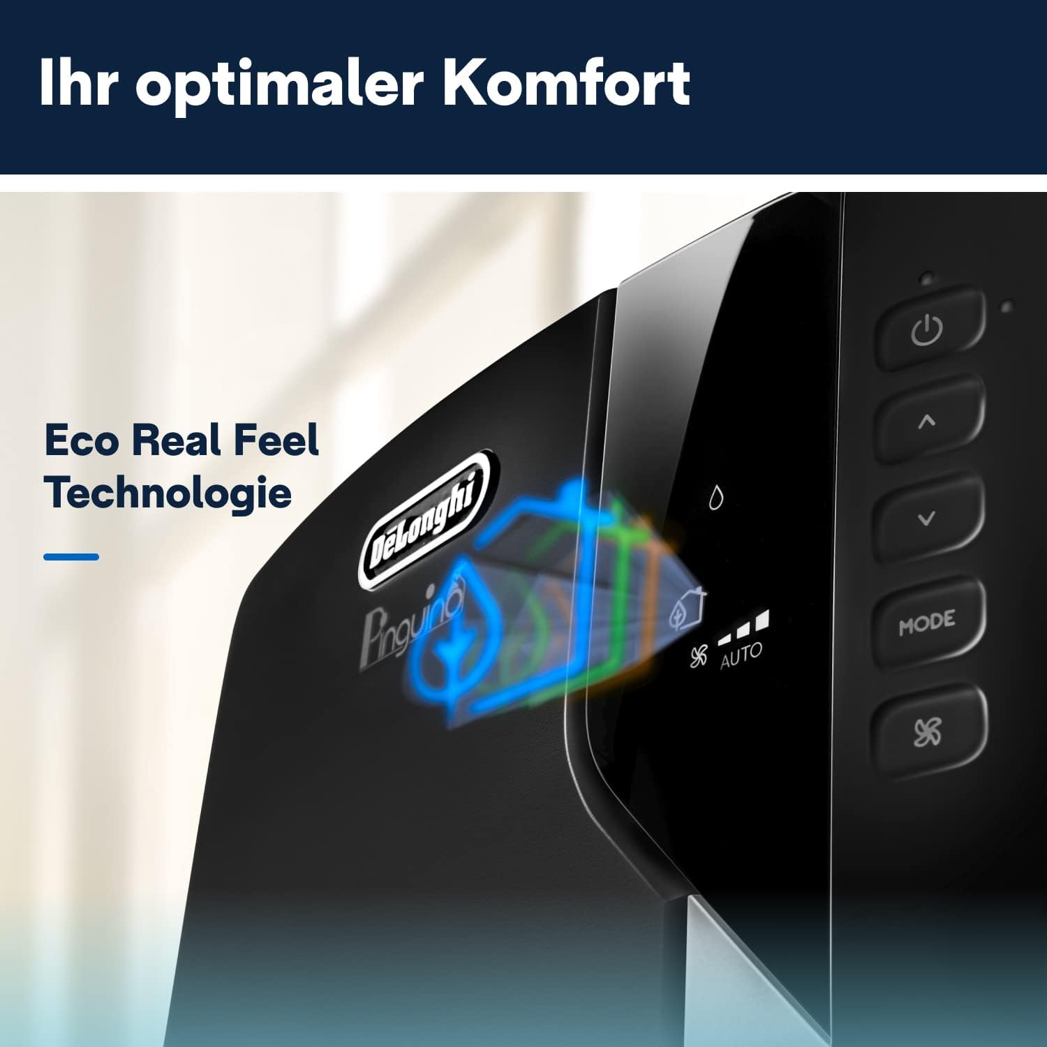 De'Longhi Pinguino PAC EL112 CST WiFi, Mobile Klimaanlage mit MyEcoRealFeel-Technologie für Räume bis zu 110 m³,11.000 BTU/h, 2,9 kW, 63 dB, Entfeuchtungsfunktion, A+, App- und Sprachsteuerung, Weiß
