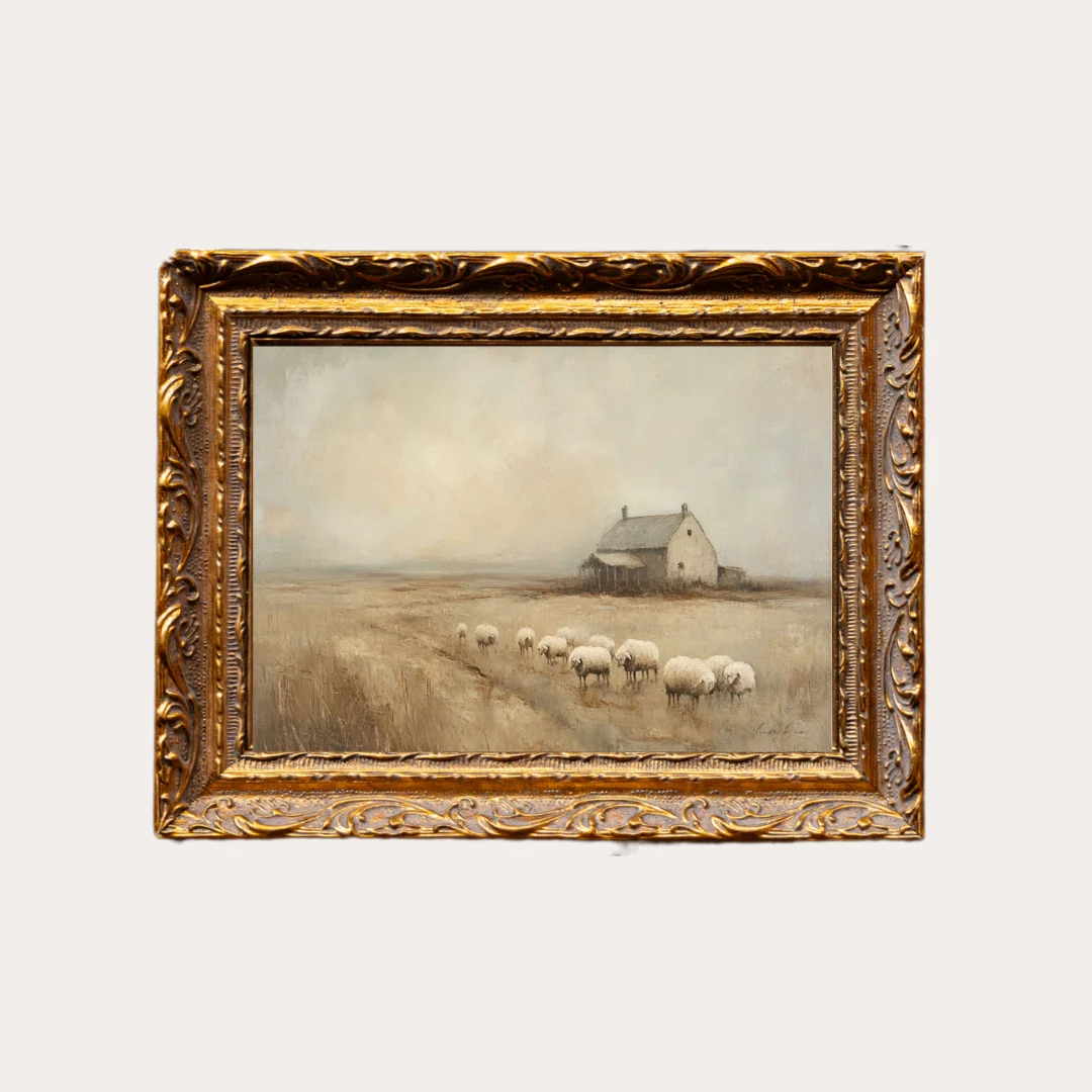 Vintage Farmland | French Brass Inspired Gold Mould Framed Art