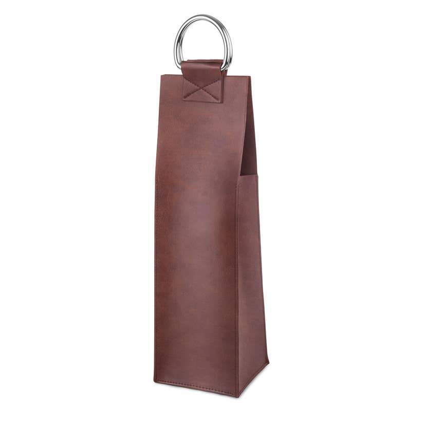 Brown Single-Bottle Wine Tote