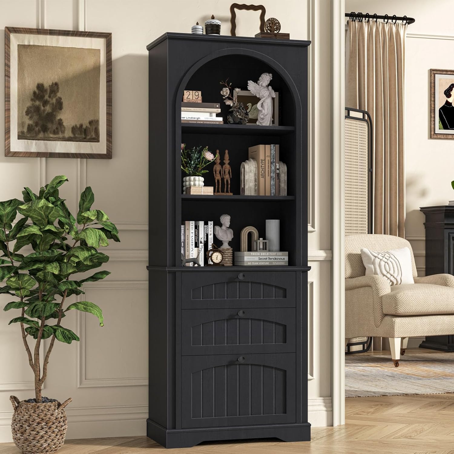 Bookshelf with File Drawers for Letter/A4/Legal Size Hanging Files, 68
