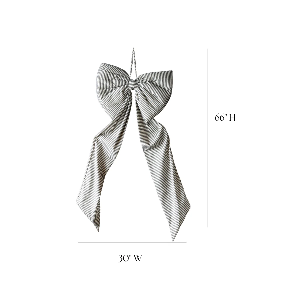 Oversized Charcoal Striped Bow