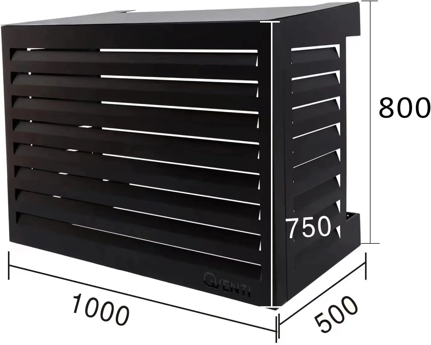 Qventi Abdeckung für Klimaanlage - Anthrazit/Grau - Aluminium - Schutzgitter - Verkleidung - Einfache Montage - Größe S - Außenmaße (LxBxH): 100 x 50 x 75 cm