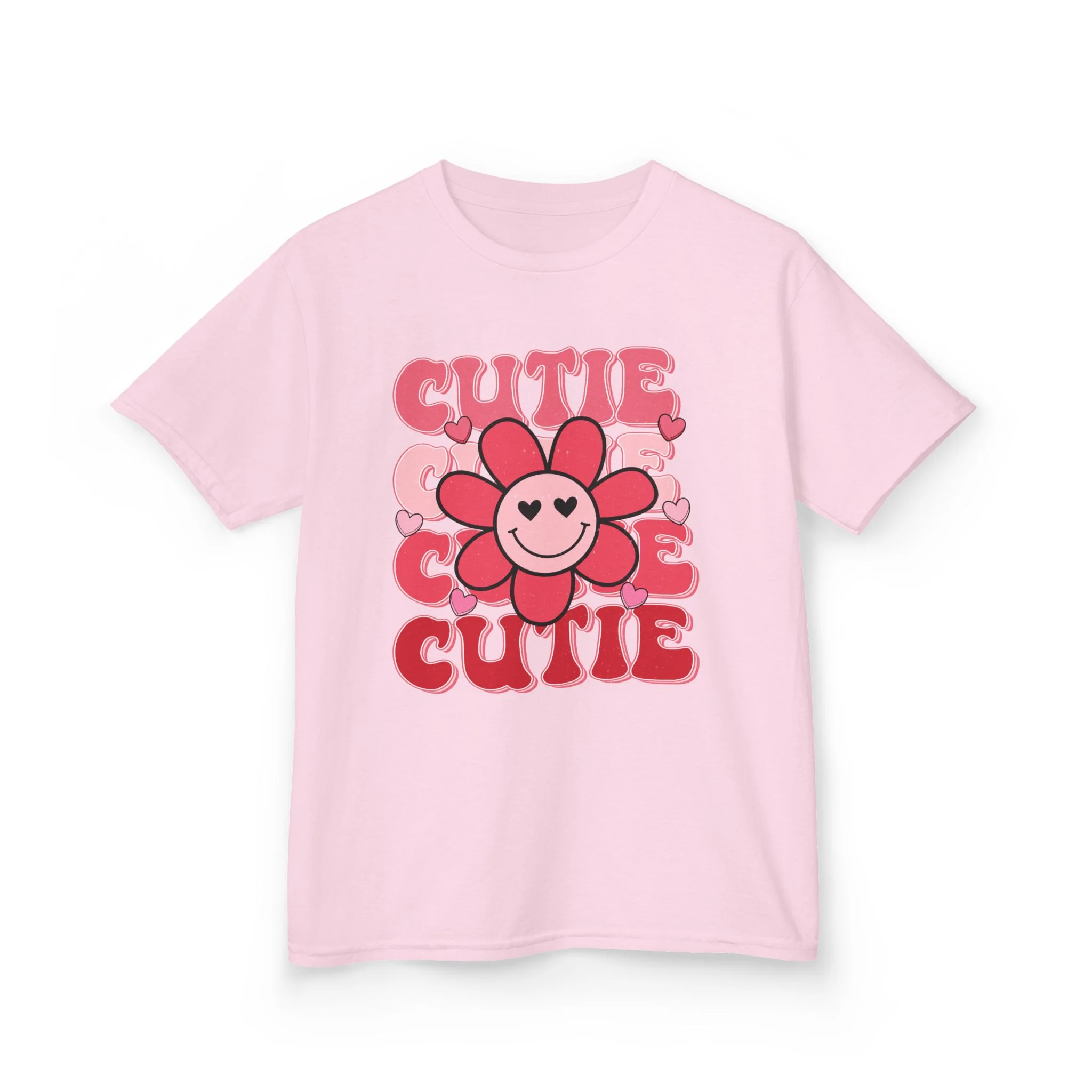 Smiling Flower 'Cutie' Kids T-Shirt | Retro Pink Heart Daisy