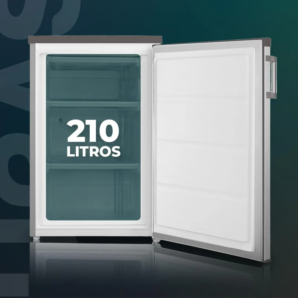 Svan Congelador vertical Inox SCV855500EX. Capacidad 85 Litros, Puerta Reversible, Bajo nivel Sonoro, Eficiencia Energética Clase E