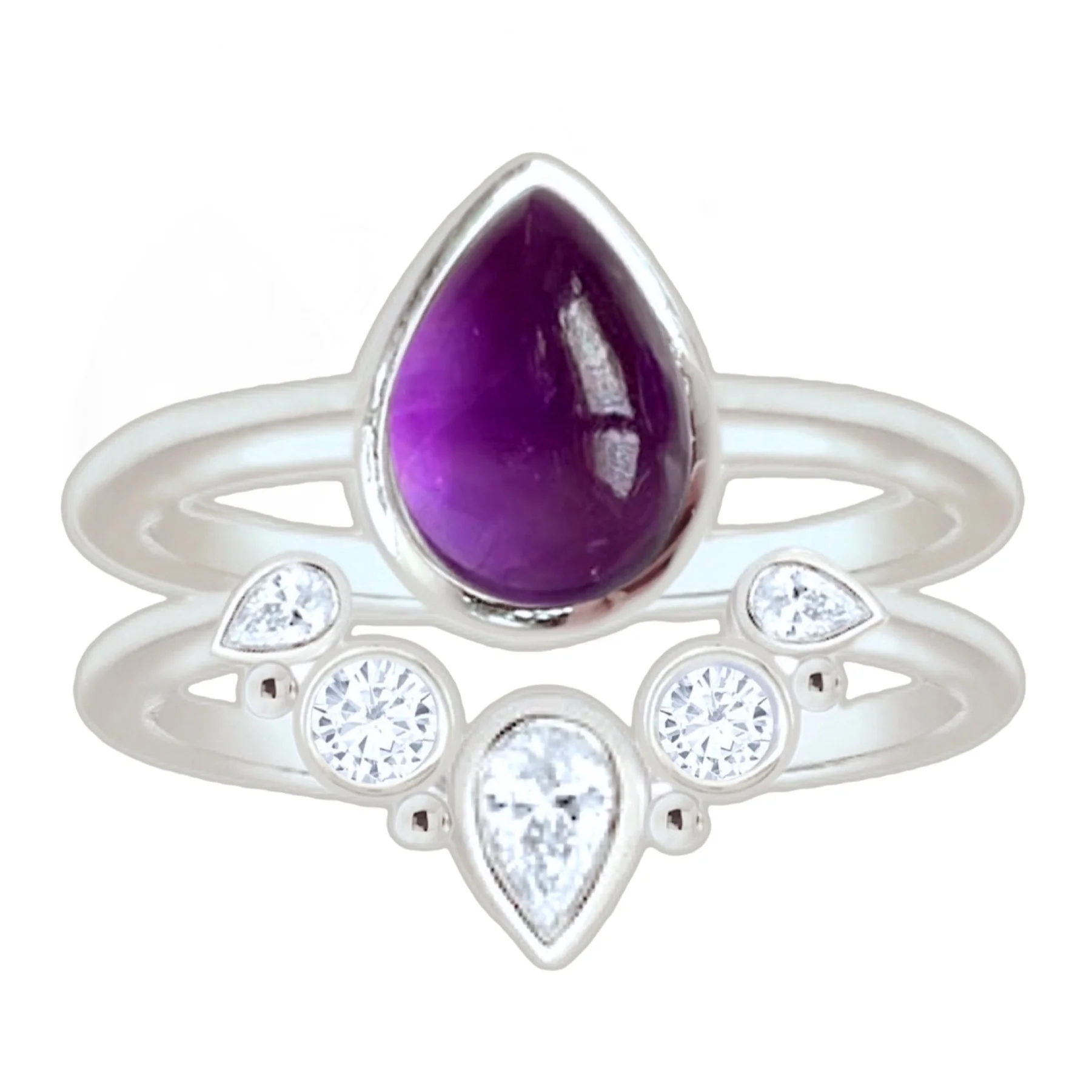 Laihas Queen Of Cups Topaz and Amethyst Ring Set