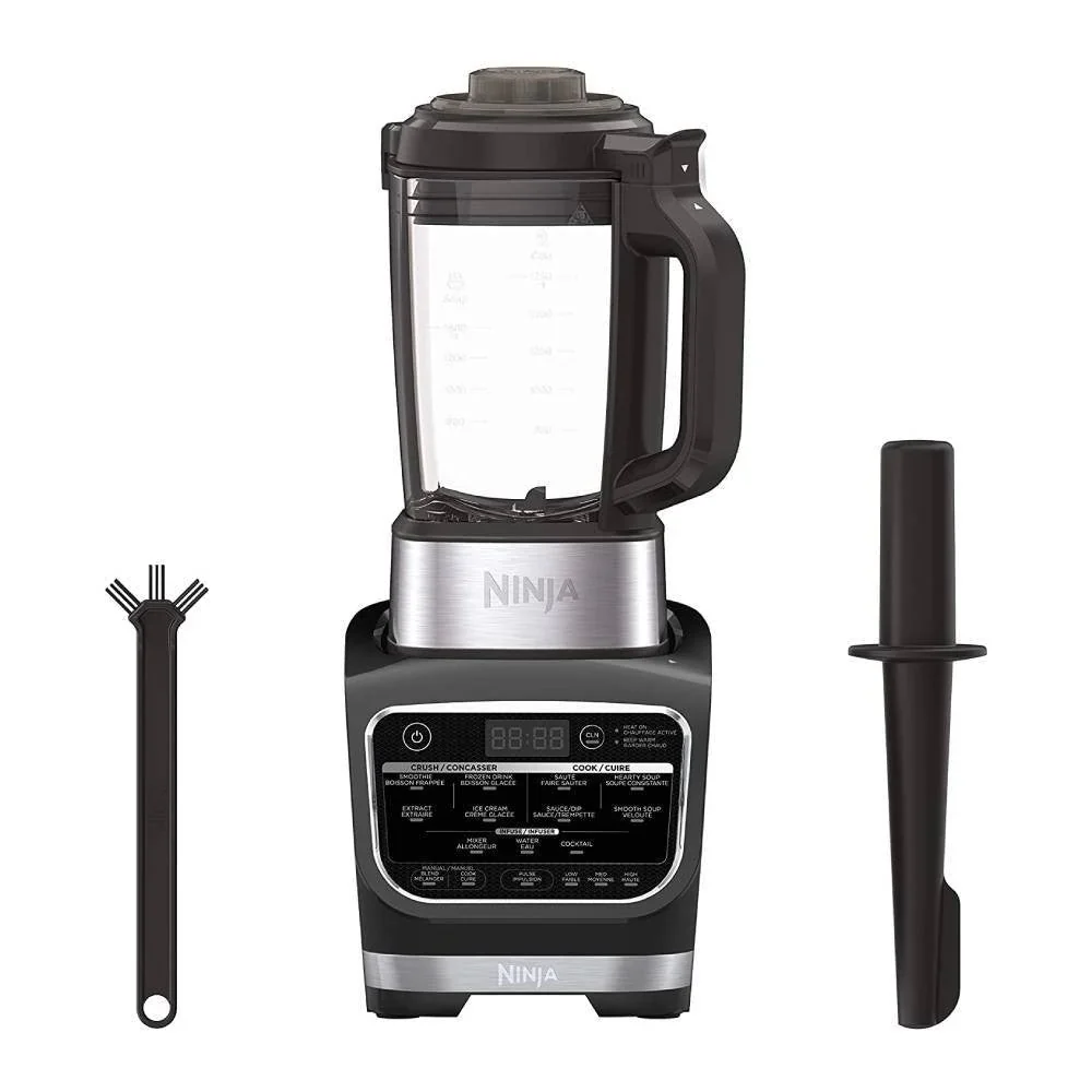 Ninja Foodi Hideg & Meleg Turmixgép 1400 csúcsteljesítménnyel, tapadásmentes üvegkancsóval (HB152), 64 oz, fekete