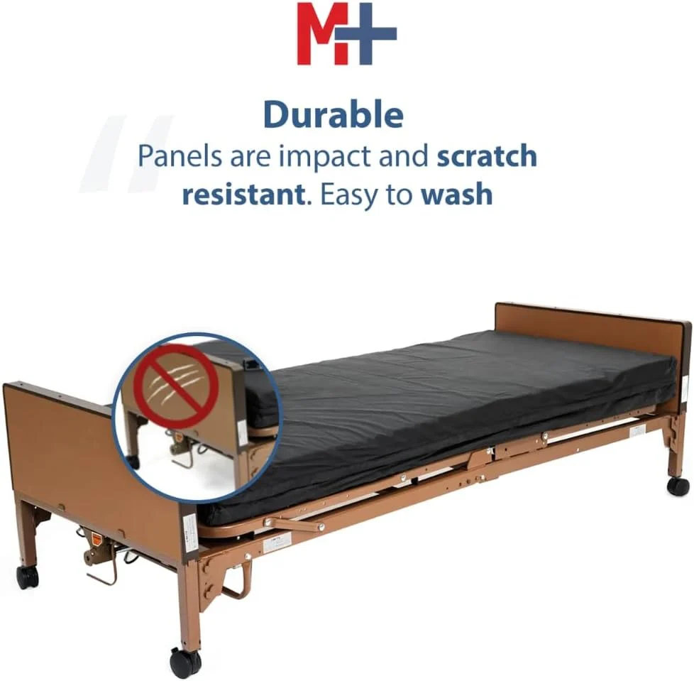 Fully electric hospital bed set, foam mattress, half side rails