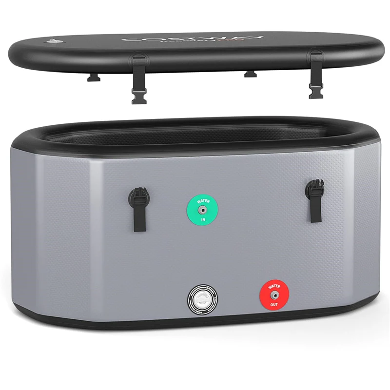 XL 129 Gal Oval Ice Bath Tub with Cover, Portable Inflatable Cold Plunge Tub with Backpack & Pump, Water Chiller Compatible for Cold Therapy